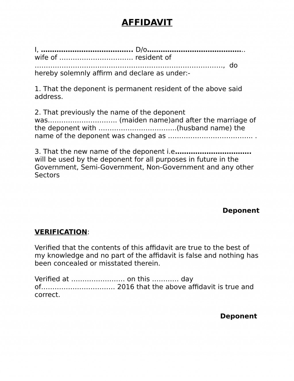 Change Of Name After Marriage Affidavit Online EDrafter in