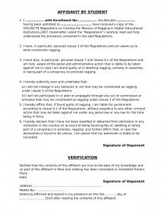 anti ragging affidavit