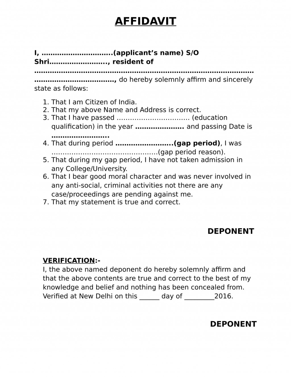 Gap year affidavit online in india create affidavit online edrafter in