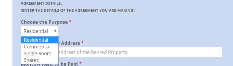 Rental agreement- property detail