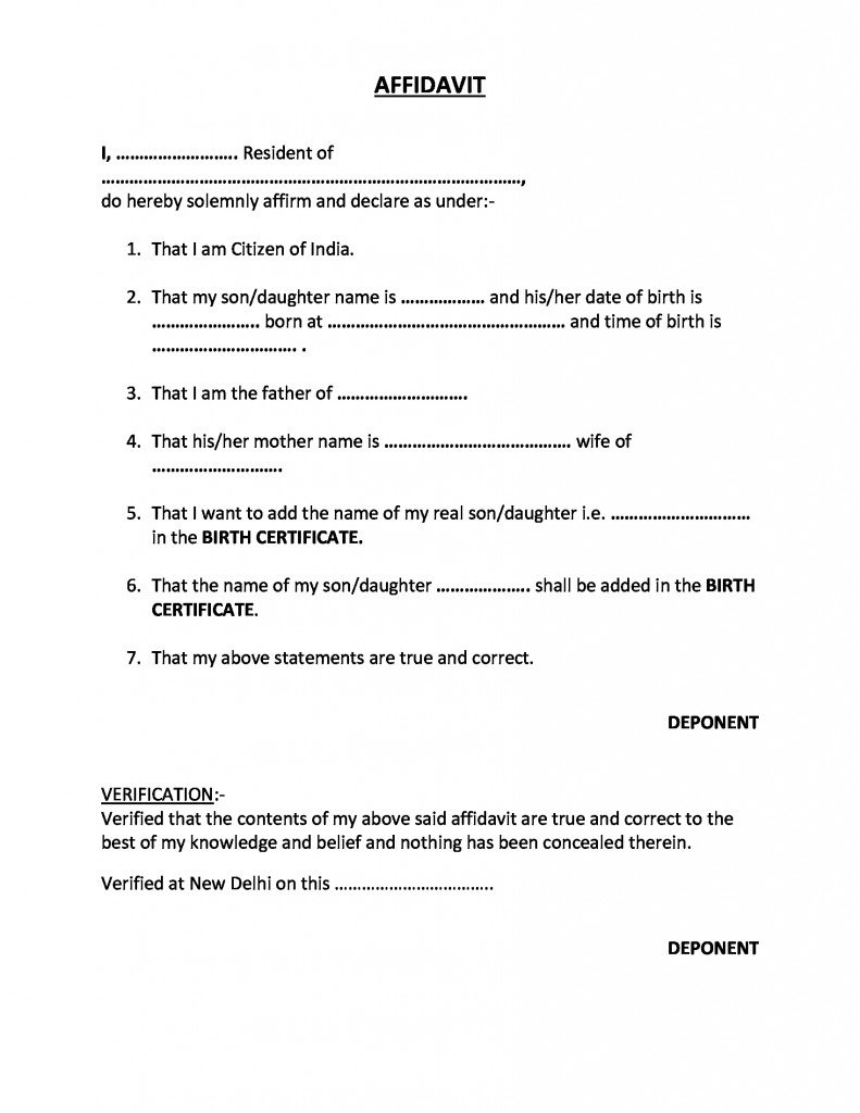 Affidavit For Adding Name In Birth Certificate Get Online EDrafter in