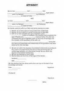 joint affidavit for marriage registration