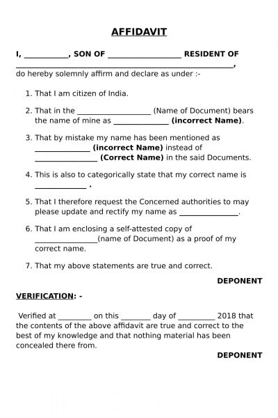 name correction affidavit