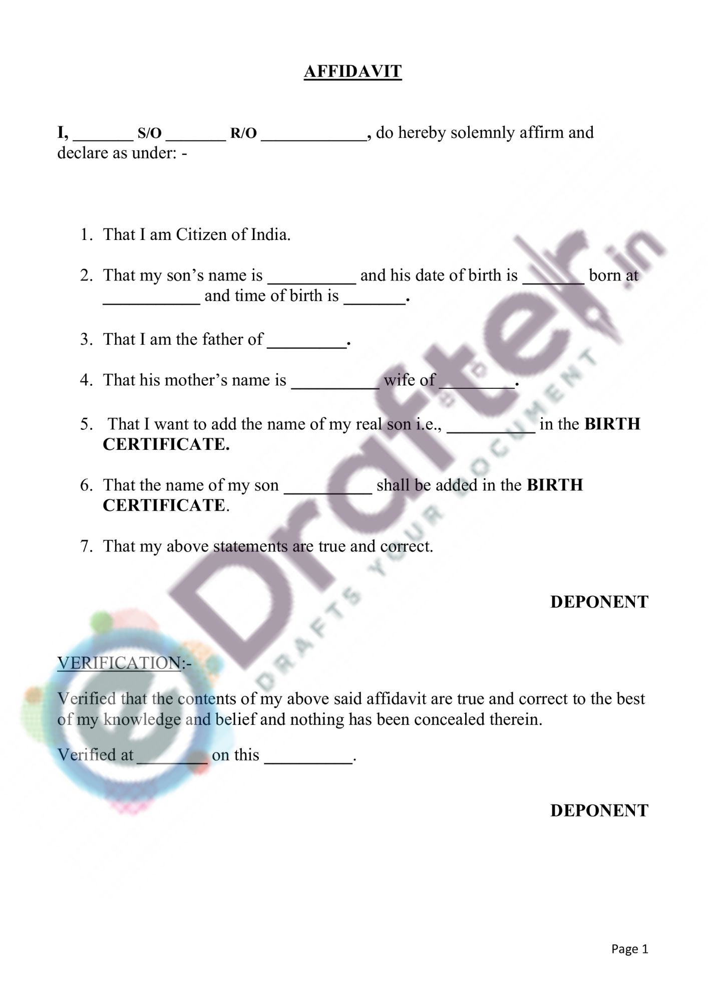 Addition of Name in Birth Certificate Addition of Name in Birth Certificate