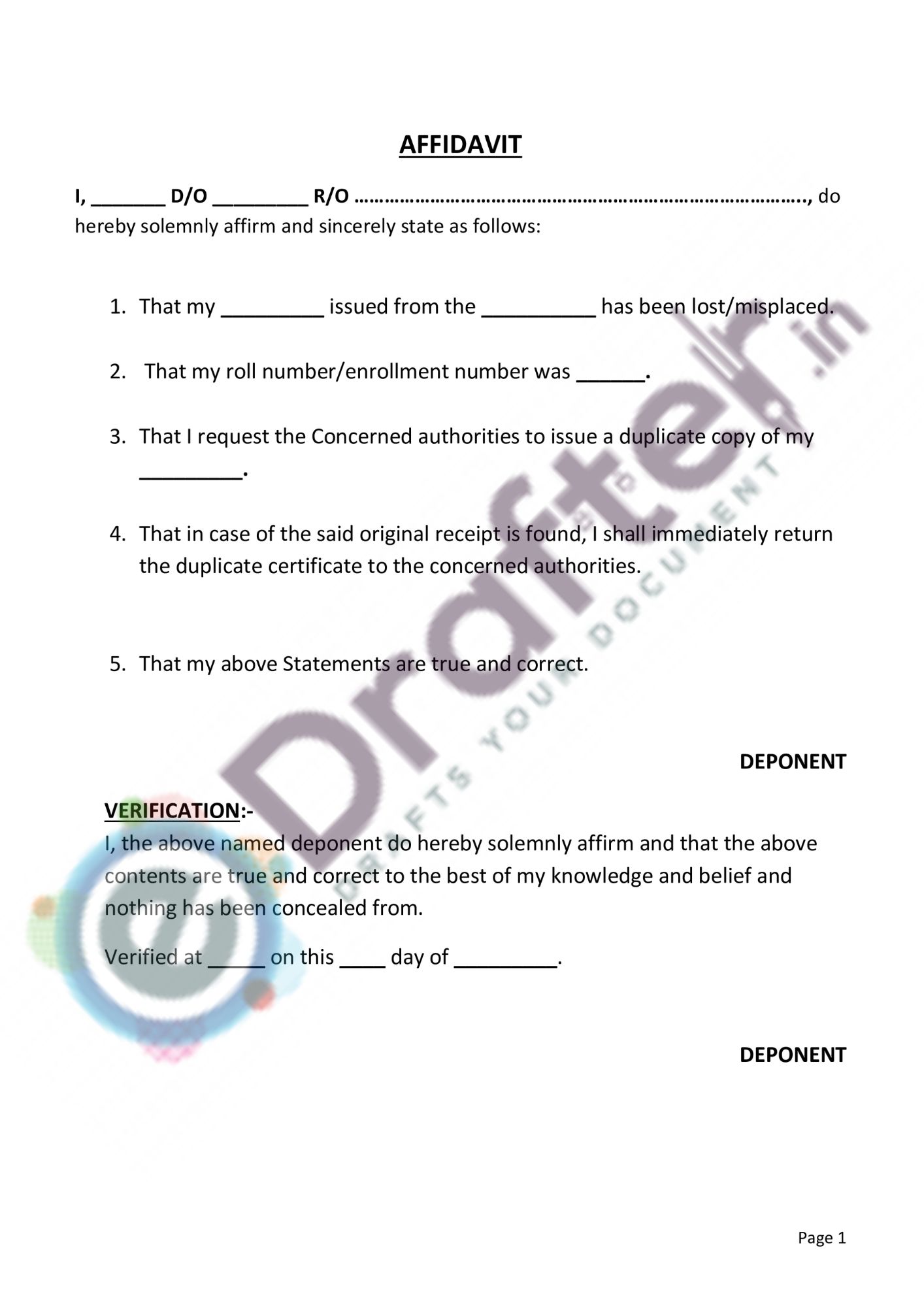 Loss of Certificate Loss of Certificate