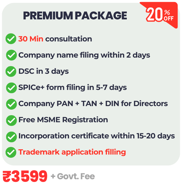 Private Limited Company Registration Premium Package of eDrafter
