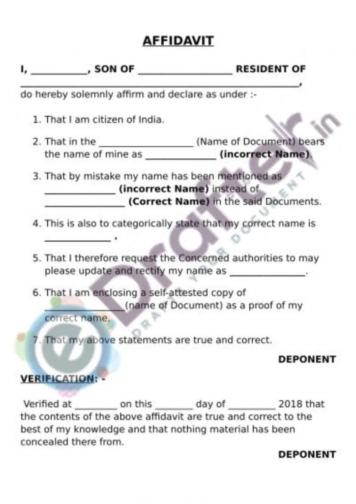 name correction affidavit
