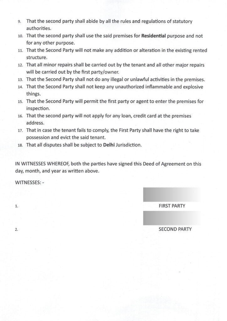 Rent Agreement Format Page 3
