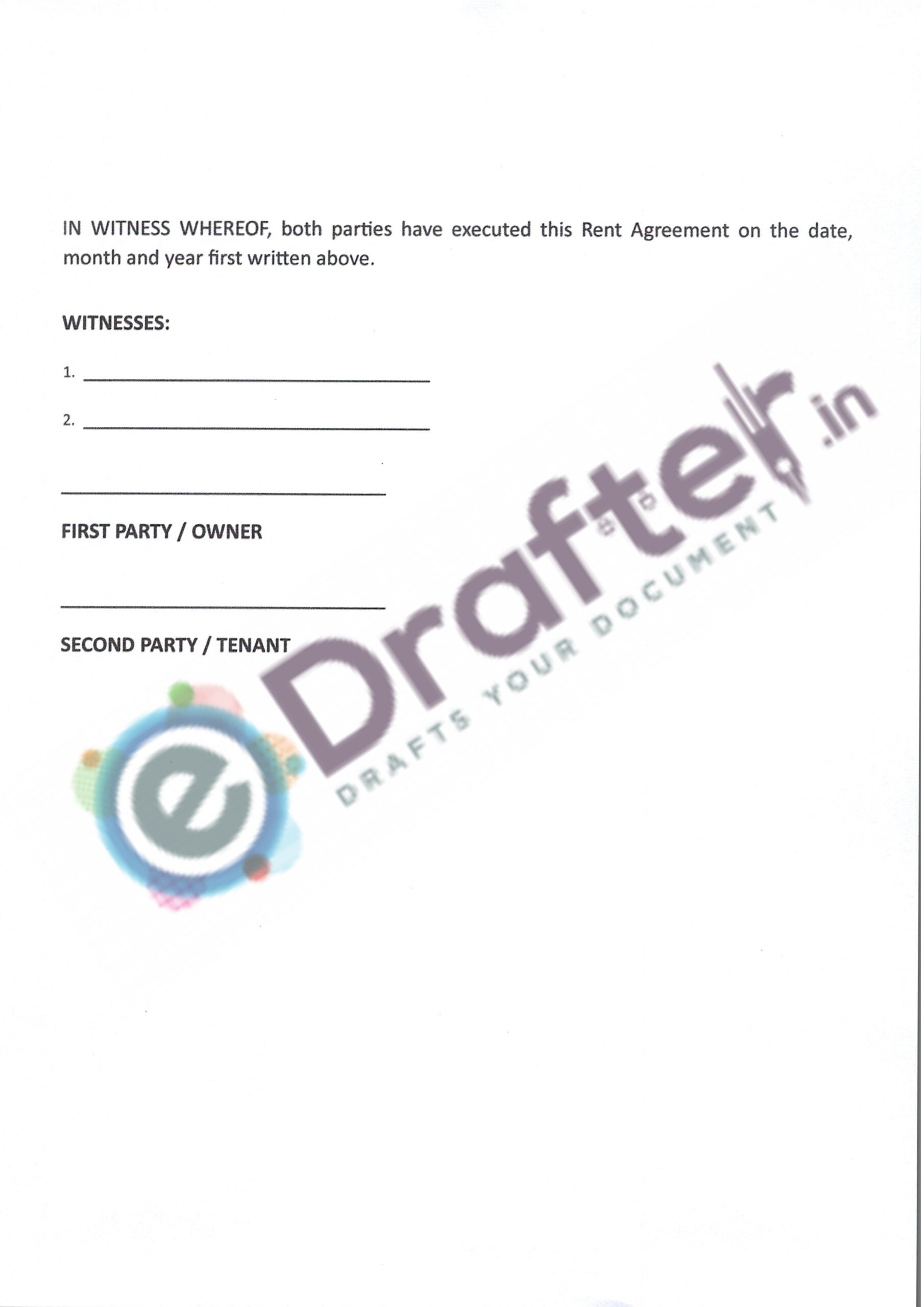 Delhi Rent Agreement Sample - Page No. 4