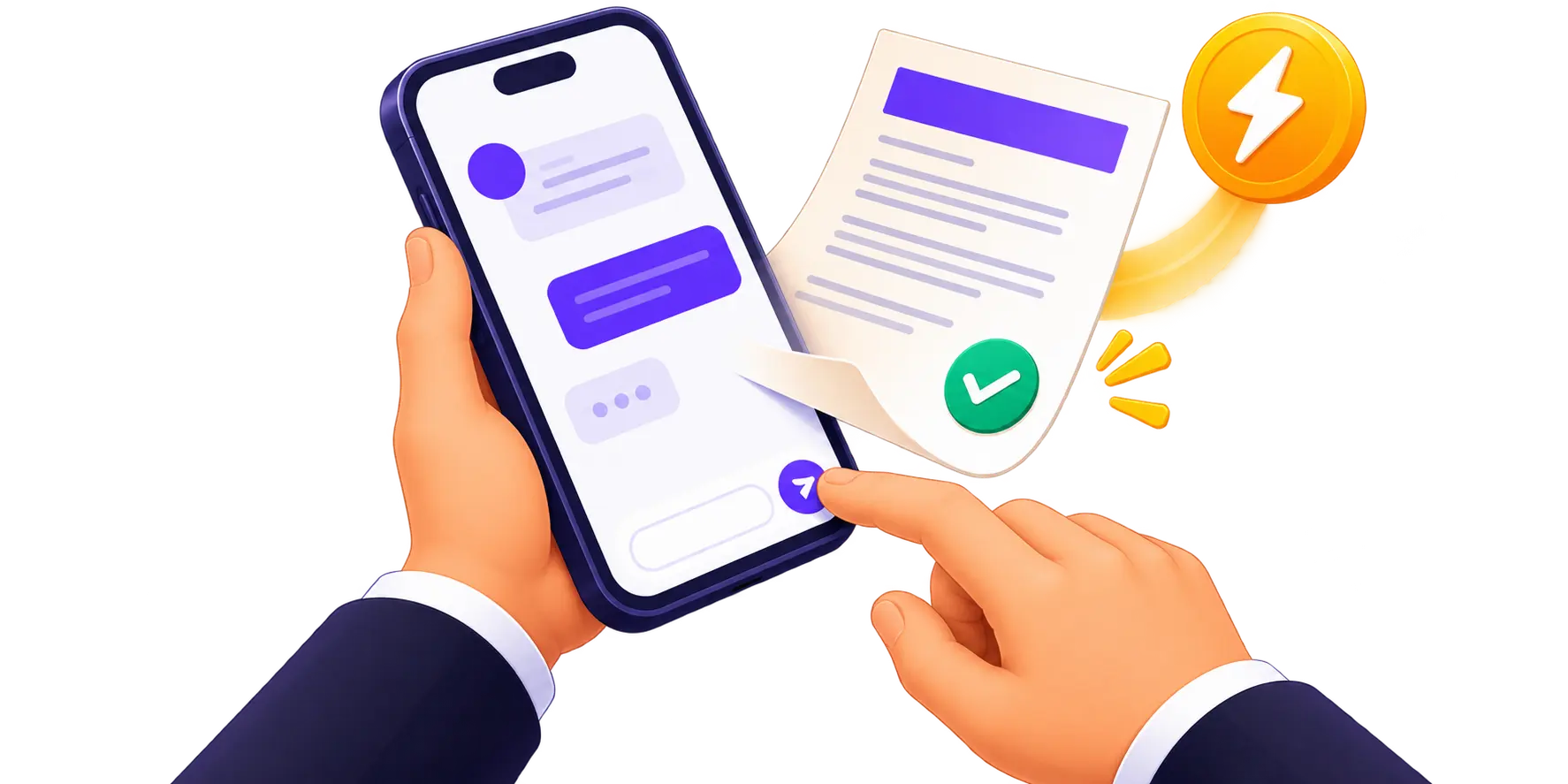 DocuSaathi.ai drafting a document from a chat on a phone