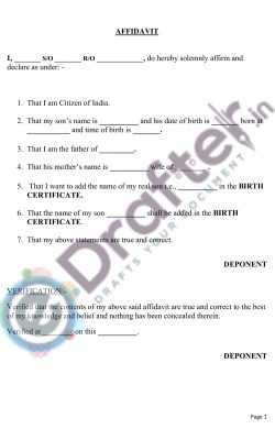 Addition of Name in Birth Certificate Addition of Name in Birth Certificate