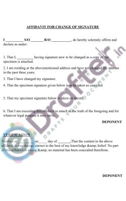 CHANGE OF SIGNATURE CHANGE OF SIGNATURE