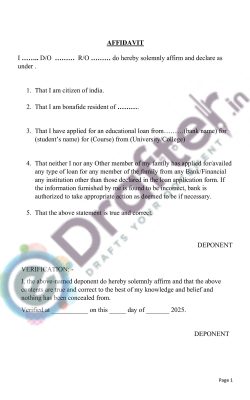 Education Loan Affidavit Education Loan Affidavit