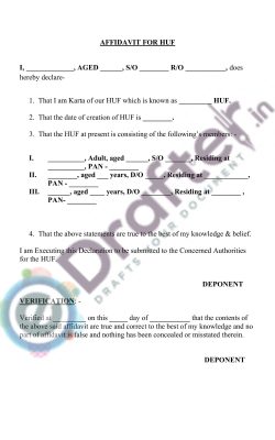 HUF AFFIDAVIT HUF AFFIDAVIT