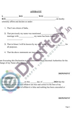 Name Change After Marraige Affidavit Name Change After Marraige Affidavit
