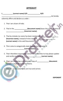 Name Correction Affidavit Sample