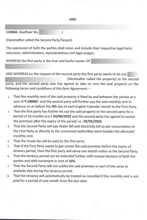 Rent Agreement Format Page 2