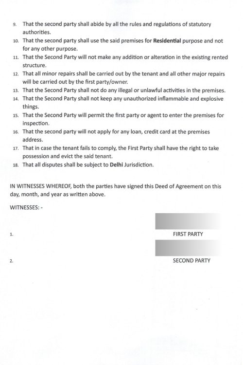 Rent Agreement Format Page 3