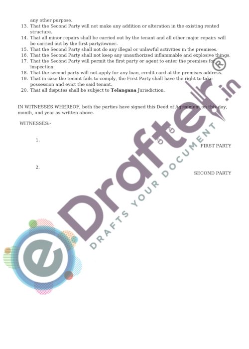 Rent Agreement Sample - Page 2